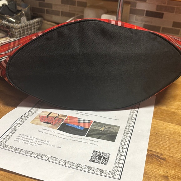 Burberry Blue Label Red and Black Plaid Tote  Free COA included ! Like new ! - Picture 9 of 15